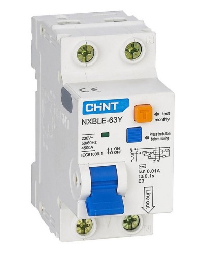 NXBLE-63Y (R) 1п+N C 6А 30мА электронный тип AC 4.5кА CHINT (105540). Автоматический выключатель дифференциального тока. CHINT в Абакане