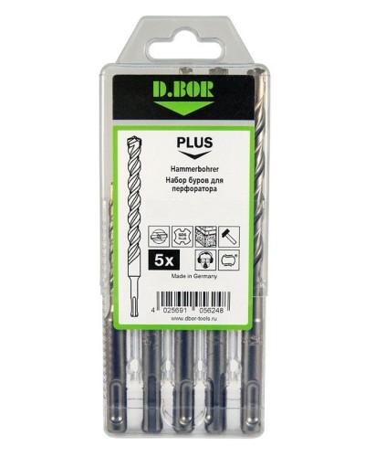 Набор буров SDS-plus V PLUS 5шт, 2-cutting (242030): Набор буров SDS-plus (6х110 мм; 6,8,10,12х160 мм) в Абакане