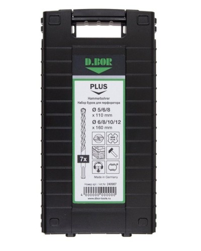 Набор буров SDS-plus V PLUS 7шт, 2-cutting (240987). Набор буров SDS-plus (5,6,8х110 мм; 6,8,10,12х160 мм). D.BOR в Абакане