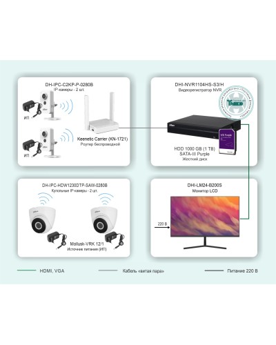 ТСН-029. Беспроводная система видеонаблюдения на основе IP-камер Dahua с использованием Wi-Fi технологии. Dahua в Абакане