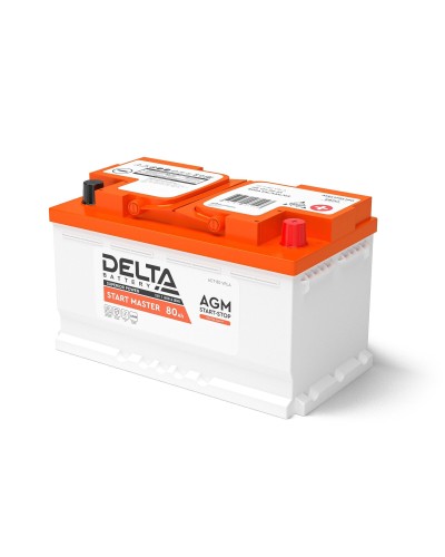 Delta START MASTER AGM 1280 (80 Ah). Аккумулятор автомобильный герметичный свинцово-кислотный. Delta в Абакане