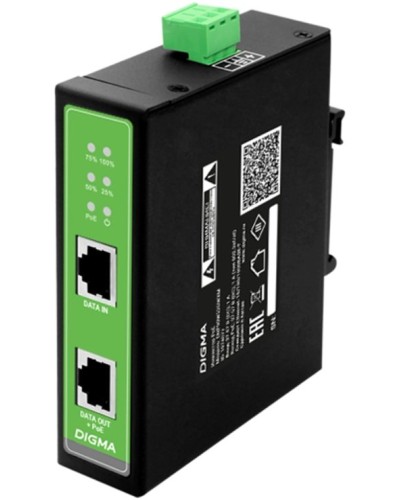 DNP30W48GDXM 10/100/1000BASE-T 30Вт 37-57В(DC). Инжектор PoE. Digma в Абакане
