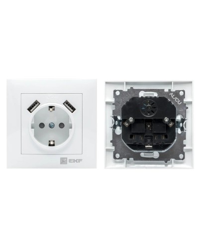 Валенсия розетка 1-местная с/з 16А (EWR16-028-10-2USB). Розетка 1-местная с/з 16А. EKF в Абакане