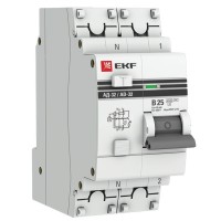АД-32 1P+N 25А (С) 10мА тип AC эл. 4,5кА  PROxima (DA32-25-10-pro). Автоматический выключатель дифференциального тока. EKF