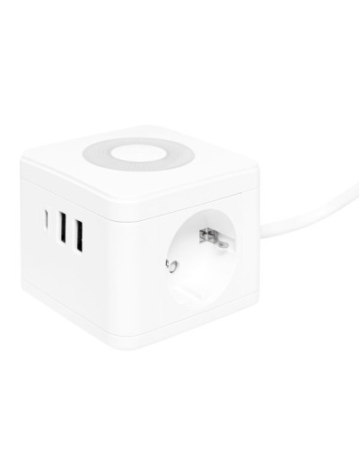 Удлинитель Куб 2 гнезда 2USB 2,4А+Type C + Ночник 1,3 метра 1мм2. Удлинитель Куб. EKF в Абакане