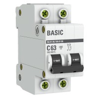 Автоматический выключатель 2P 63А (C) 4,5кА ВА 47-29 Basic (mcb4729-2-63C). Автоматический выключатель. EKF