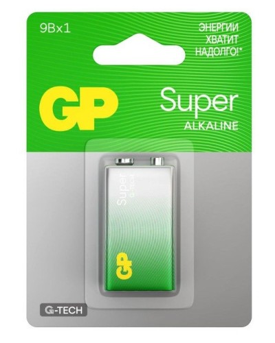 GP Super Alkaline 9V Крона (GP 1604AA21-5CRSBC1), БЛИСТЕР. Алкалиновая батарейка. GP Batteries в Абакане