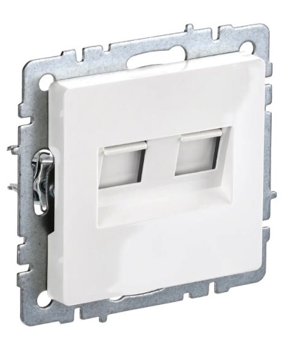 Розетка RJ11+RJ45 РК/Т12-БрБ белая BRITE (BR-KT20-O-1-K01). Розетка двойная. IEK в Абакане