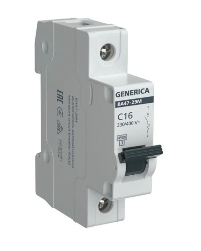 GENERICA ВА47-29М 1P C 16А 4,5кА (MVA21-1-016-C-G). Автоматический выключатель. IEK в Абакане