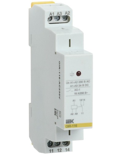 Реле промежуточное модульное OIR 1 контакт 16А 230В AC (OIR-116-AC230V). Реле промежуточное модульное. IEK в Абакане
