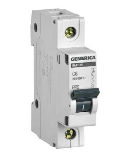 GENERICA ВА47-29 1P C 6А 4,5кА (MVA25-1-006-C). Автоматический выключатель. IEK в Абакане