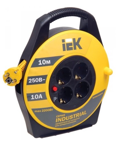 УК10 4 места, 10м (WKP15-16-04-10). Удлинитель на катушке Industrial. IEK в Абакане