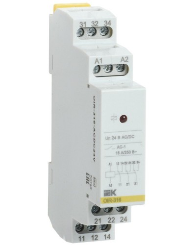 Реле промежуточное модульное OIR 3 контакта 16А 24В AC/DC (OIR-316-ACDC24V). Реле промежуточное модульное. IEK в Абакане