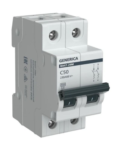 GENERICA ВА47-29М 2P C 50А 4,5кА (MVA21-2-050-C-G). Автоматический выключатель. IEK в Абакане