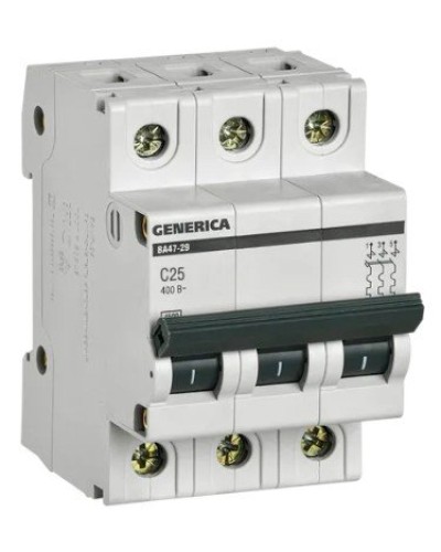 GENERICA ВА47-29 3P C 25А 4,5кА (MVA25-3-025-C). Автоматический выключатель. IEK в Абакане