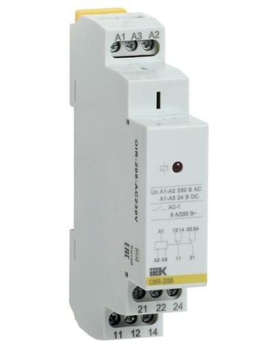 Реле промежуточное модульное OIR 2 контакта 8А 230В AC (OIR-208-AC230V). Реле промежуточное модульное. IEK в Абакане