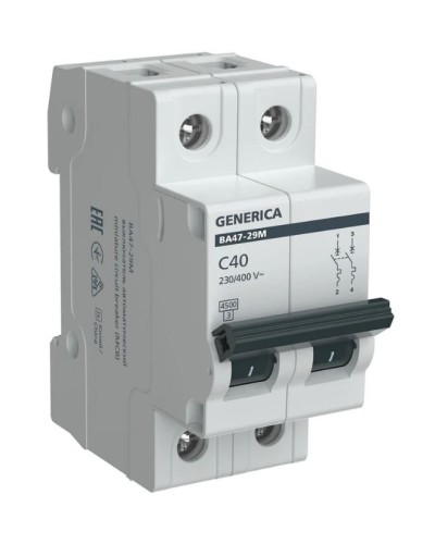 GENERICA ВА47-29М 2P C 40А 4,5кА (MVA21-2-040-C-G). Автоматический выключатель. IEK в Абакане