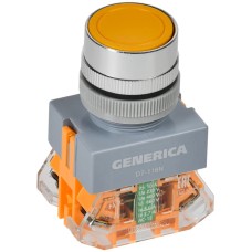 Кнопка D7-11BN d=22мм желтая GENERICA (BBT50-11BN-3-22-K05-G). Кнопка управления. IEK