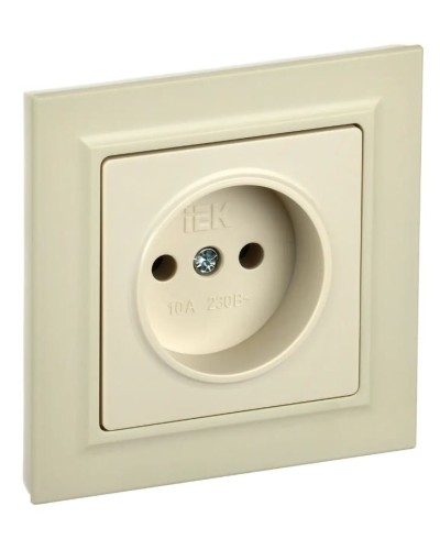 Розетка без з/к в сборе РСР10-1-0-БрКр бежевый BRITE (BR-R10-10-K10-F). Розетка без заземления без защитных шторок. IEK в Абакане