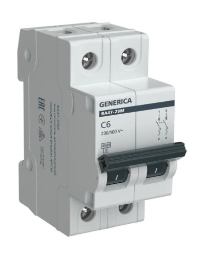 GENERICA ВА47-29М 2P C 6А 4,5кА (MVA21-2-006-C-G). Автоматический выключатель. IEK в Абакане