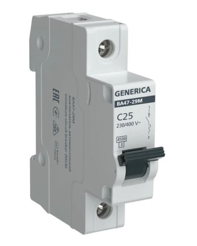 GENERICA ВА47-29М 1P C 25А 4,5кА (MVA21-1-025-C-G). Автоматический выключатель. IEK в Абакане