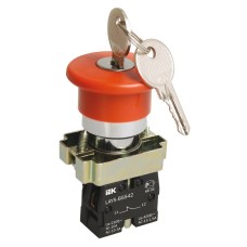 Кнопка LAY5-BS142 Грибок с ключом D22мм (BBG50-LAY5-K04). Кнопка. IEK