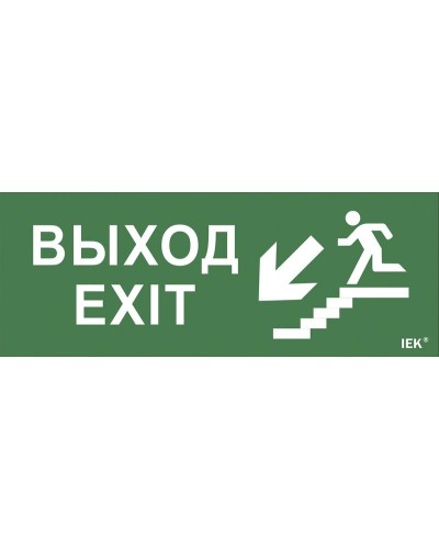 Самоклеящаяся этикетка Выход/лестница вниз/фигура для ССА (LPC10-1-35-13-VLVNF). Самоклеящаяся этикетка 240х90 мм. IEK в Абакане