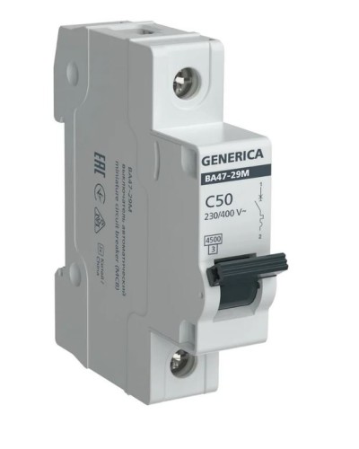 GENERICA ВА47-29М 1P C 50А 4,5кА (MVA21-1-050-C-G). Автоматический выключатель. IEK в Абакане