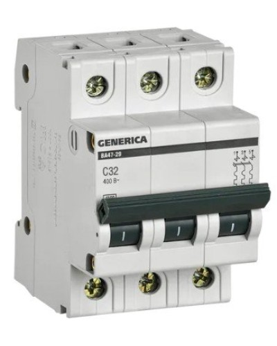 GENERICA ВА47-29 3P C 32А 4,5кА (MVA25-3-032-C). Автоматический выключатель. IEK в Абакане