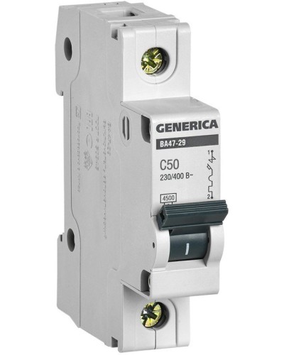 GENERICA ВА47-29 1P C 50А 4,5кА (MVA25-1-050-C). Автоматический выключатель. IEK в Абакане
