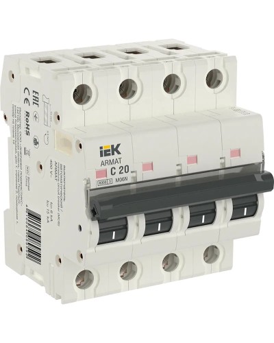 M06N 4P C 20А 6кА ARMAT (AR-M06N-4-C020). Автоматический выключатель. IEK в Абакане