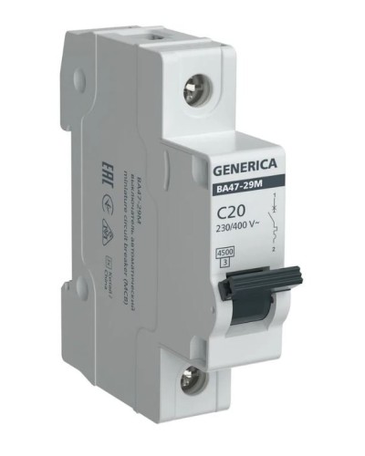 GENERICA ВА47-29М 1P C 20А 4,5кА (MVA21-1-020-C-G). Автоматический выключатель. IEK в Абакане