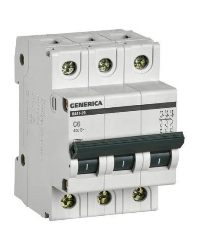 GENERICA ВА47-29 3P C 6А 4,5кА (MVA25-3-006-C). Автоматический выключатель. IEK в Абакане