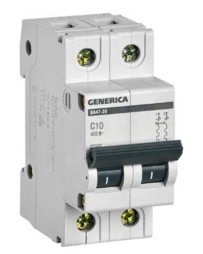 GENERICA ВА47-29 2P C 10А 4,5кА (MVA25-2-010-C). Автоматический выключатель. IEK в Абакане