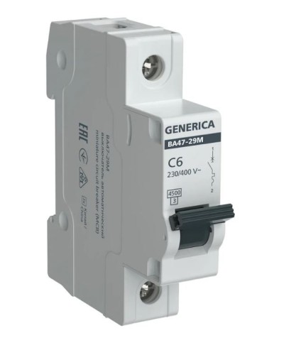 GENERICA ВА47-29М 1P C 6А 4,5кА (MVA21-1-006-C-G). Автоматический выключатель. IEK в Абакане
