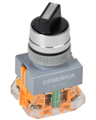Переключатель D7-11X22 на 2 положения черный GENERICA (BSW50-11X22-3-22-2-K02-G). Переключатель с самовозвратом. IEK в Абакане