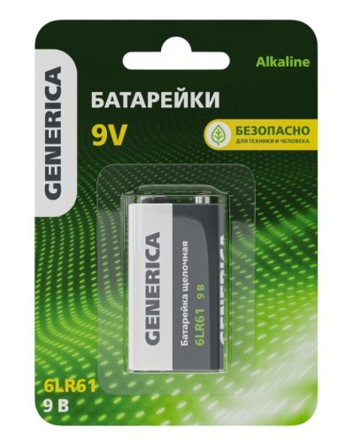 Батарейка Alkaline 6LR61 9V GENERICA (ABT-6LR619V-ST-L02-G). Батарейка щелочная. IEK в Абакане