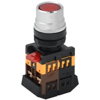 Кнопка ABLF-22 красный D22мм неон 1з+1р (BBT10-ABLF-K04). Кнопка с подсветкой. IEK