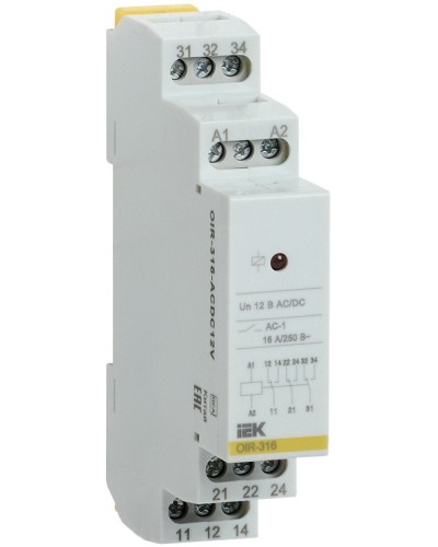 Реле промежуточное модульное OIR 3 контакта 16А 12В AC/DC (OIR-316-ACDC12V). Реле промежуточное модульное. IEK в Абакане
