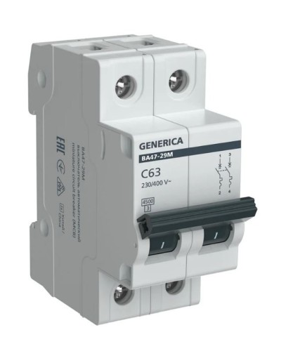 GENERICA ВА47-29М 2P C 63А 4,5кА (MVA21-2-063-C-G). Автоматический выключатель. IEK в Абакане