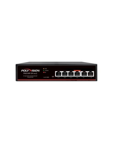 PND-04P-2M v.2. Коммутатор 6-портовый с функцией PoE. Polyvision в Абакане