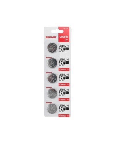 Литиевые батарейки CR2025 3 V 160 mAh (30-1107). Элемент питания. Rexant в Абакане