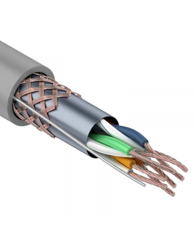 SF/UTP, CAT 5e, PVC, 4PR, 24AWG, INDOOR, STRANDED, серый, 305м, REXANT (01-0343). Кабель «витая пара» (LAN) для структурированных систем связи. Rexant в Абакане