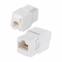 Модуль Keystone Jack RJ-45(8P8C) UTP, CAT 6, тип 180 градусов, самозажимной, белый REXANT (05-1052): Модуль Keystone Jack