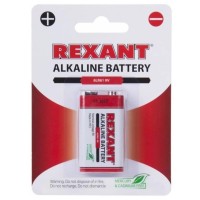 Алкалиновая батарейка 6LR61 («Крона») 9 V 1 шт. блистер REXANT (30-1061). Элемент питания. Rexant
