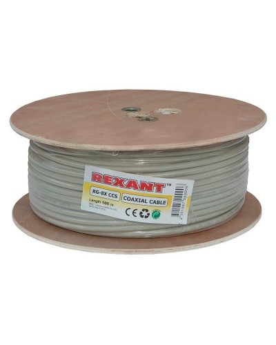 RG-8X, 50 Ом, CCS/Al/A, 75% (01-2021). Кабель коаксиальный радиочастотный. Rexant в Абакане