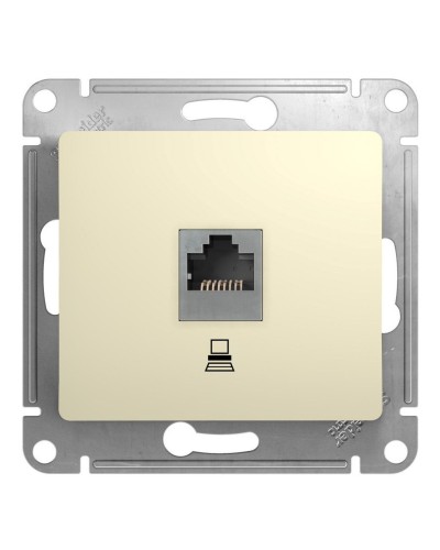 Glossa розетка RJ45 1-местная, кат. 5Е, скрытой установки, механизм, бежевый (GSL000281K). Розетка компьютерная. Systeme Electric в Абакане