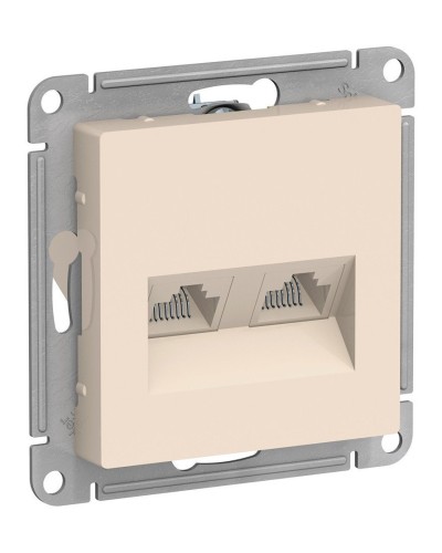 AtlasDesign розетка RJ45+RJ45, 2-местная, скрытой установки, механизм, бежевый (ATN000285). Розетка компьютерная. Systeme Electric в Абакане