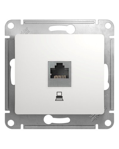 Glossa розетка RJ45 1-местная, кат. 5Е, скрытой установки, механизм, белый (GSL000181K). Розетка компьютерная. Systeme Electric в Абакане
