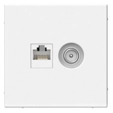 ArtGallery розетка двойная RJ45+TV, кат. 5Е, скрытой установки, механизм, белый (GAL000189). Розетка компьютерная + TV. Systeme Electric